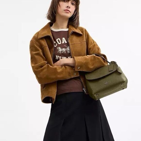 NWT Coach Emory Top Handle Bag Soft pebble leather CCE53 QBOLV Olive - Picture 9 of 13